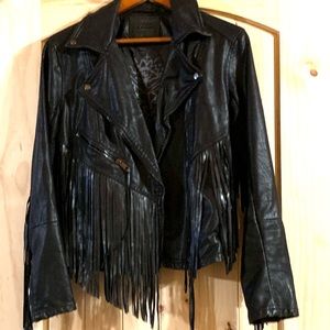 Blank NYC Leather fringe jacket
